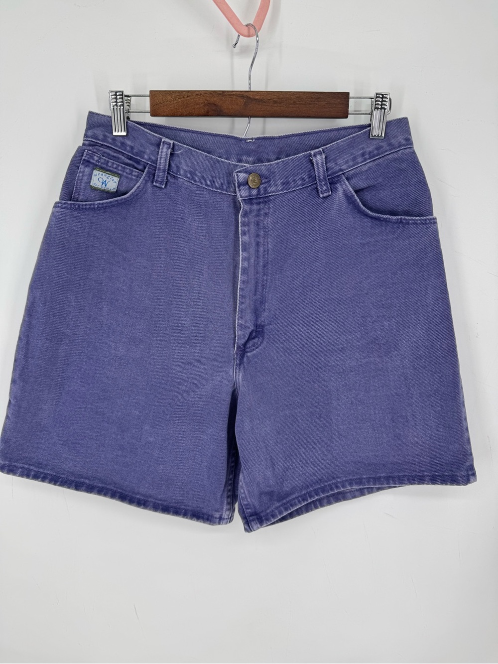 Wrangler Vintage Women's Purple Denim Shorts 100% Cotton High Waist Size 14